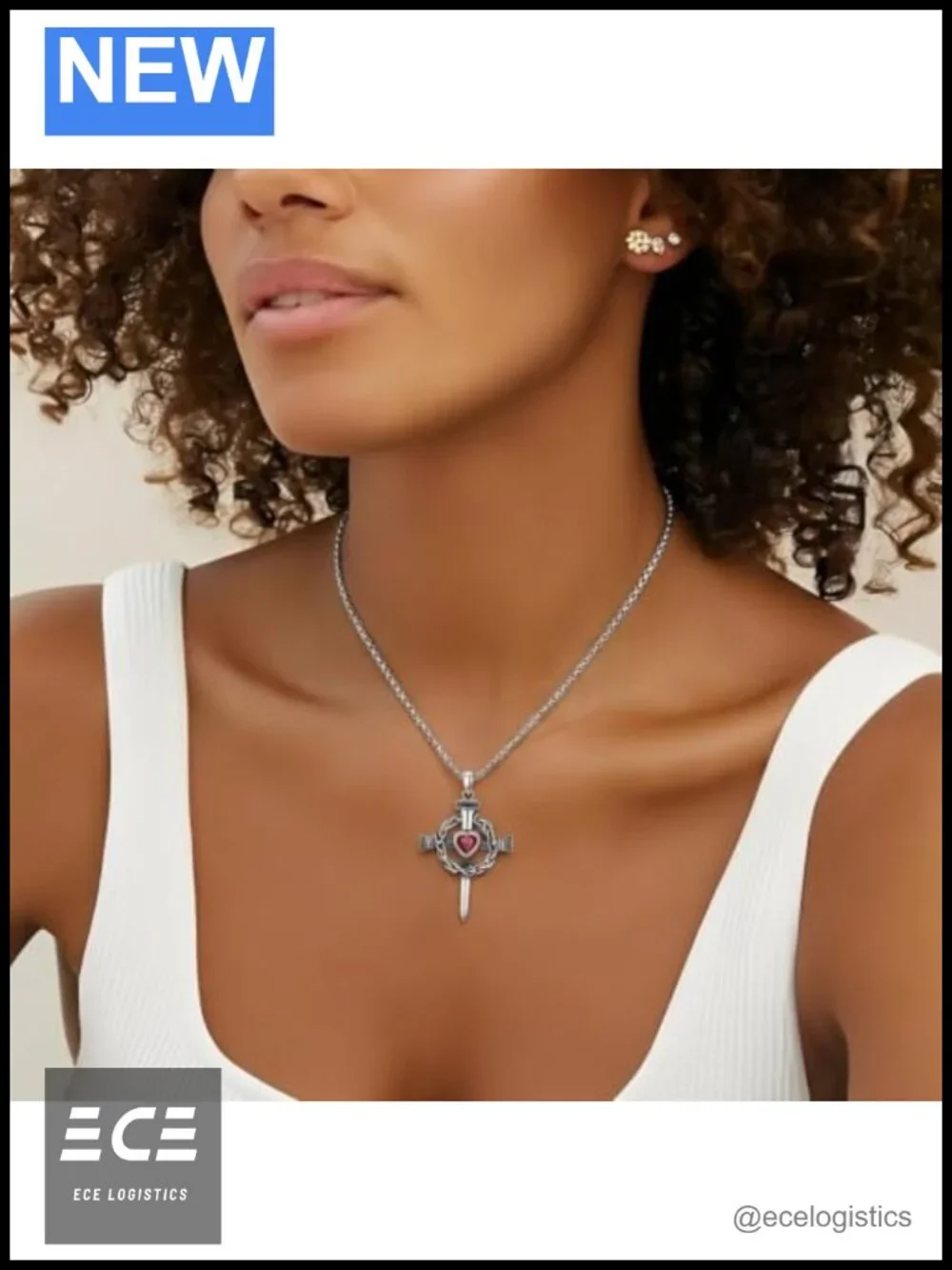 Crown of Thorns Cross Pendant Necklace Hypoallergenic Metal 18+2 Inch
